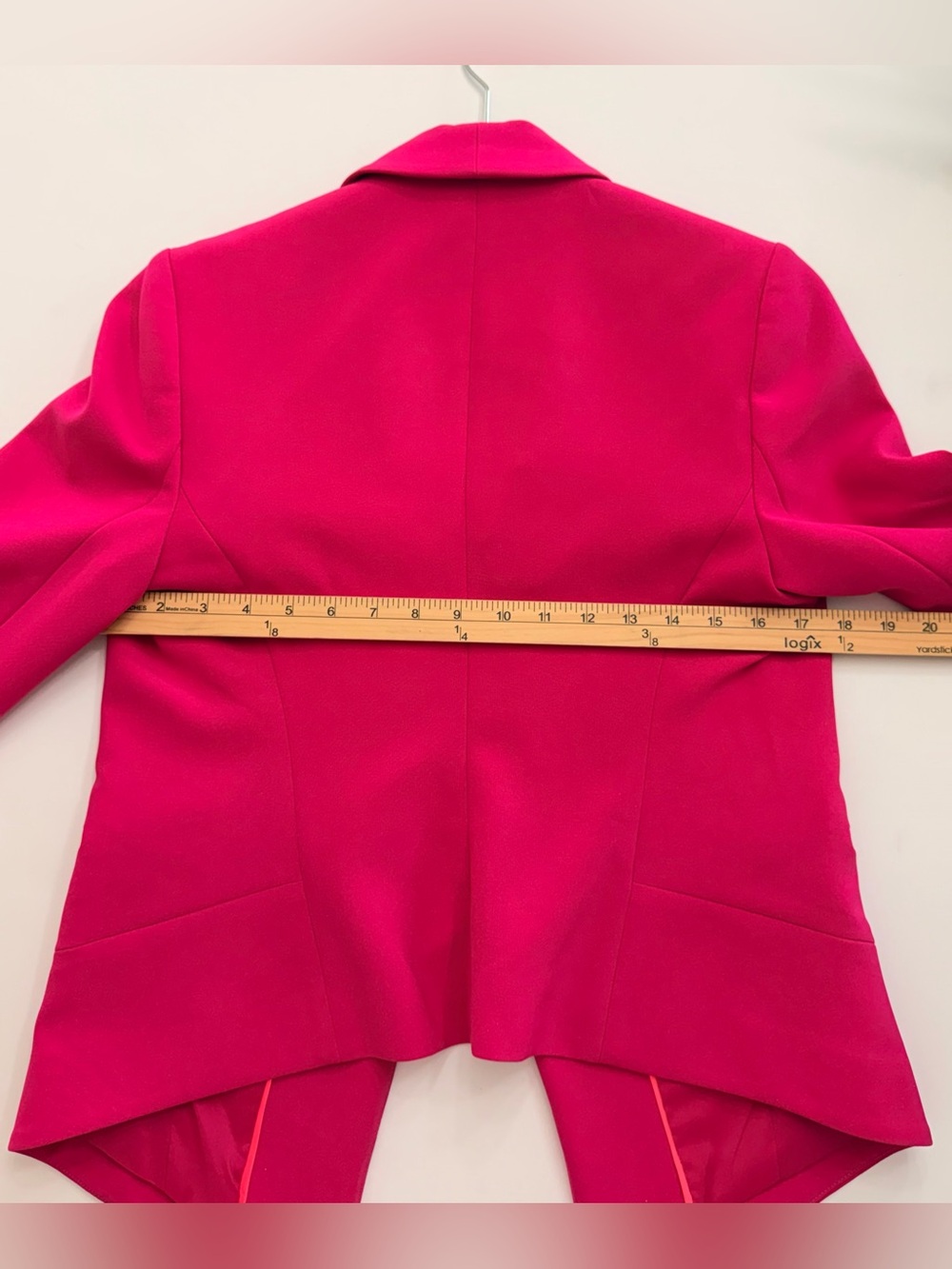 Express Hot Pink Open Front Shawl Collar Stretch Blazer Jacket Suit Womens Sz 6 - Picture 8 of 8